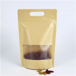 کھڑکی کے ساتھ کرافٹ پیپر زپر بیگ